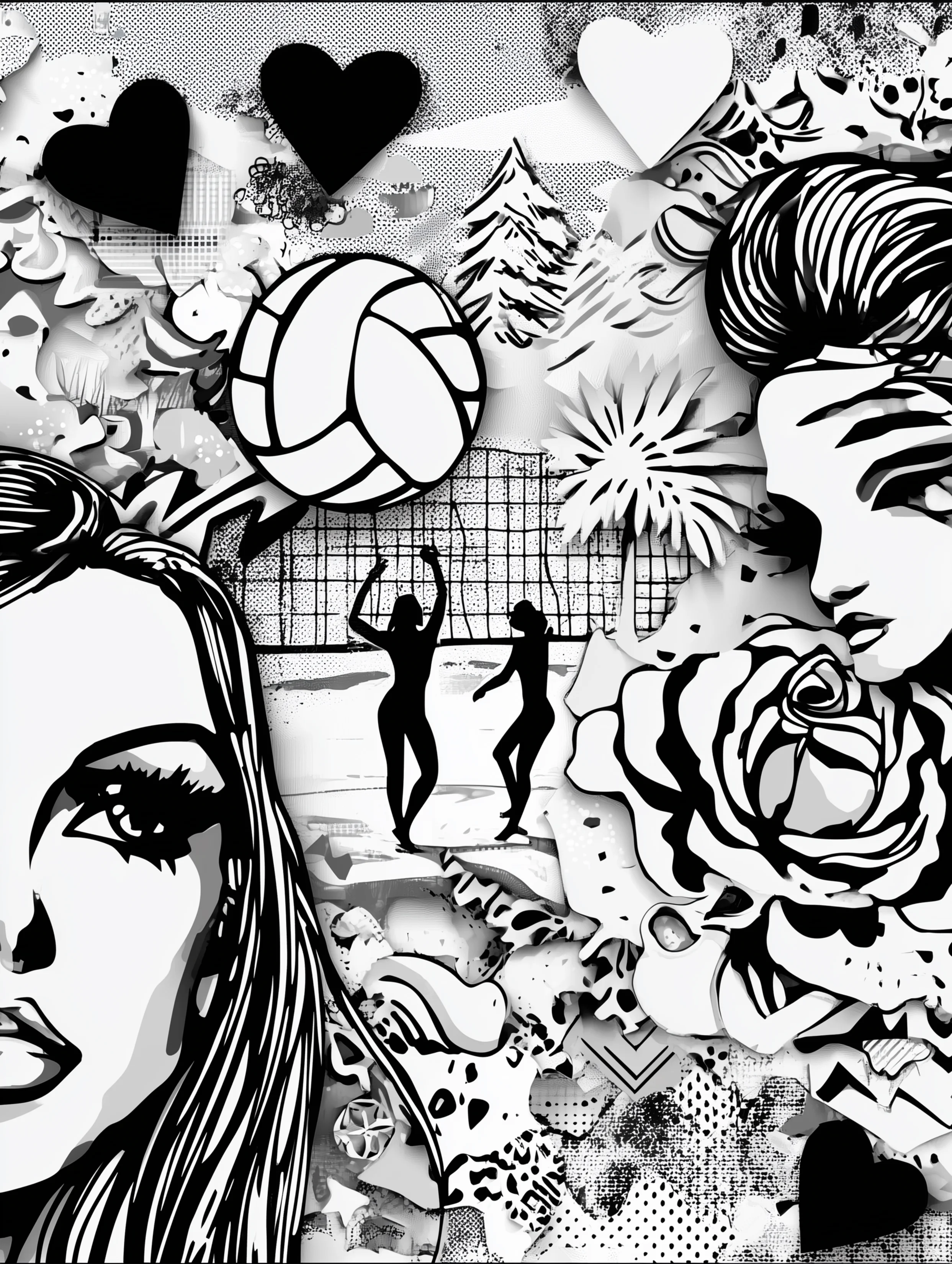 Free printable volleyball coloring page for adults featuring a person wanting to play volleyball
